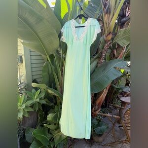 Vintage Italian Mint Green Lace Trim Nightgown